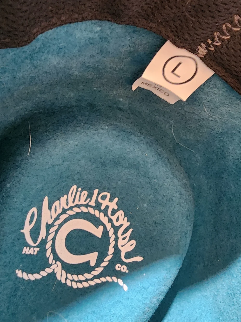 Teal Felt Wide-Brim Hat with Black Band